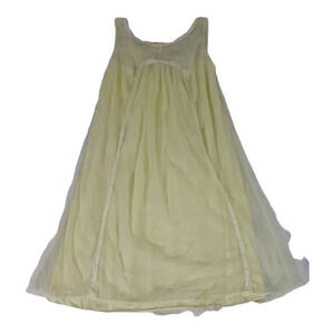 CHIFFON Nightgown Yellow Sexy Late 50s Early 60s YOLANDE Small Sweep Lace